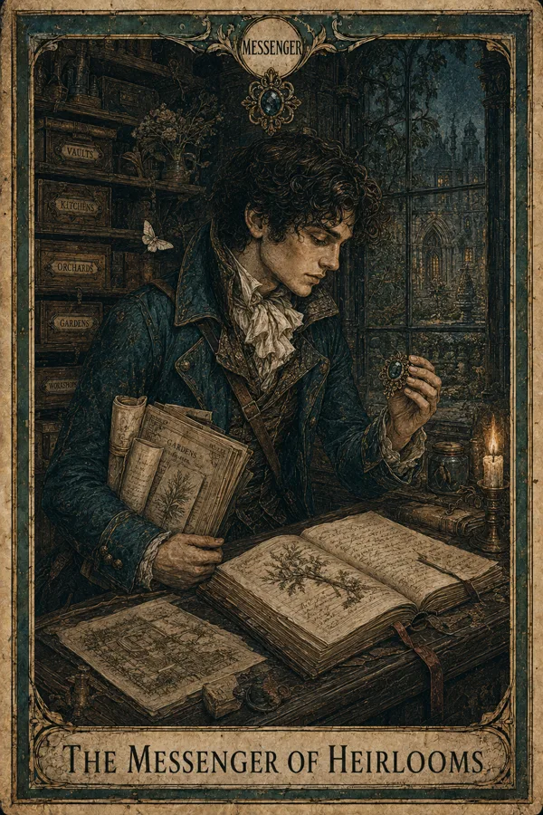 The Messenger of Heirlooms, representing Page of Pentacles