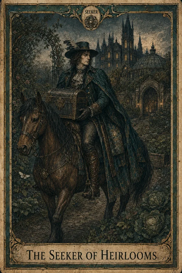 The Seeker of Heirlooms, representing Knight of Pentacles