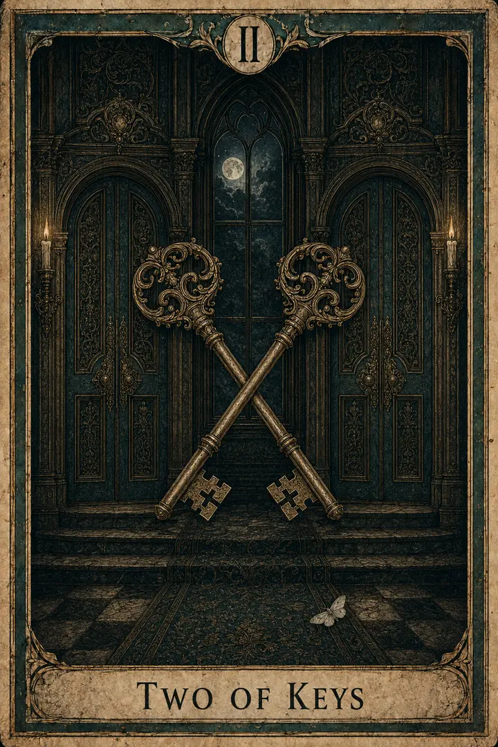 Two of Keys, representing Two of Swords
