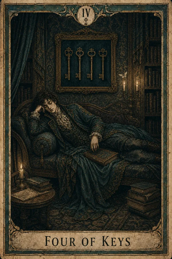 Four of Keys, representing Four of Swords