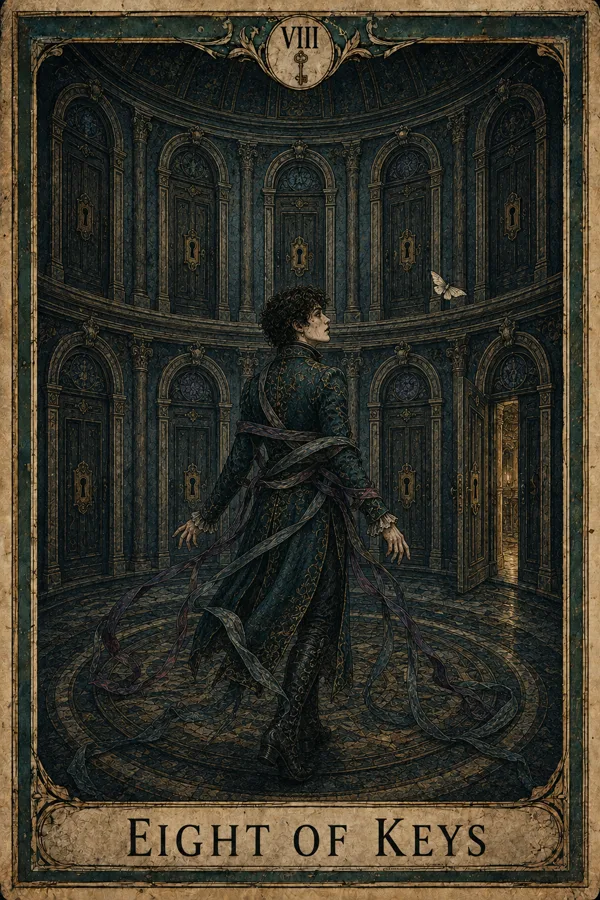Eight of Keys, representing Eight of Swords