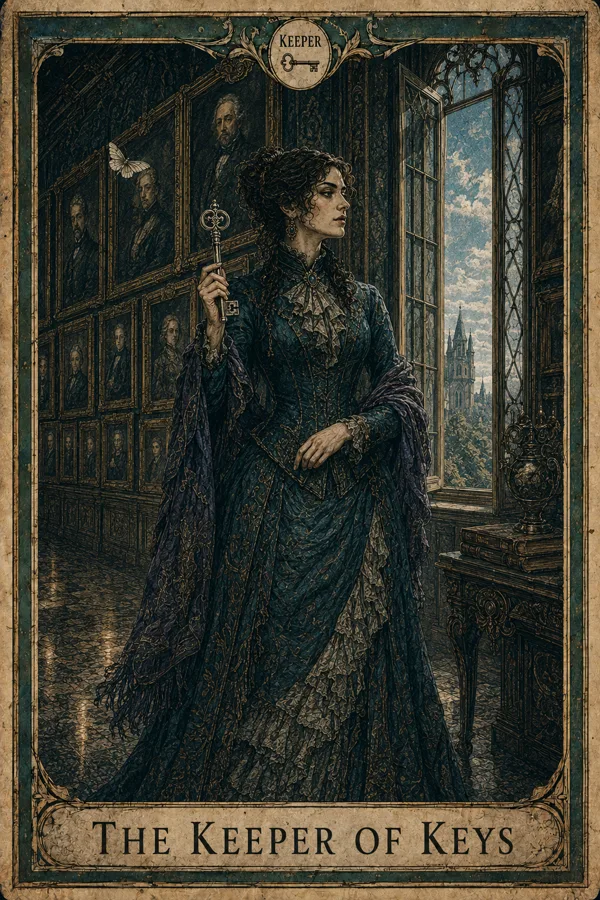 The Keeper of Keys, representing Queen of Swords