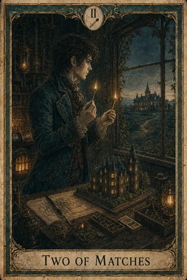 Two of Matches, representing Two of Wands