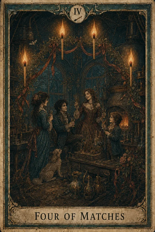 Four of Matches, representing Four of Wands
