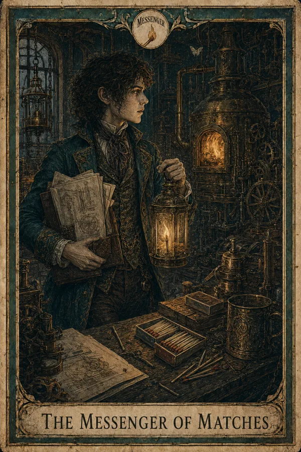 The Messenger of Matches, representing Page of Wands
