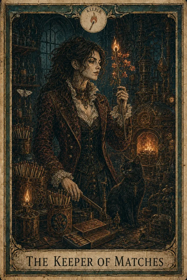 The Keeper of Matches, representing Queen of Wands