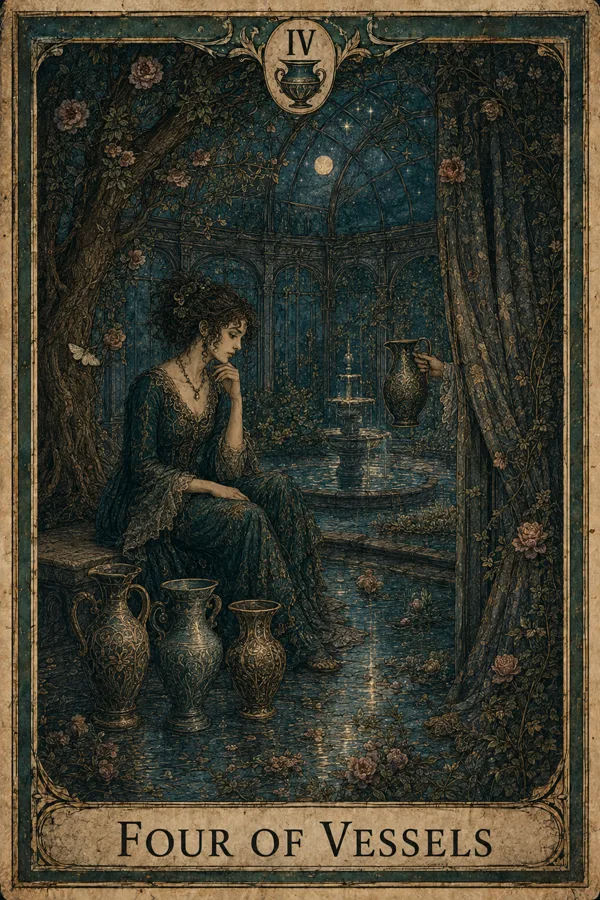 Four of Vessels, representing Four of Cups