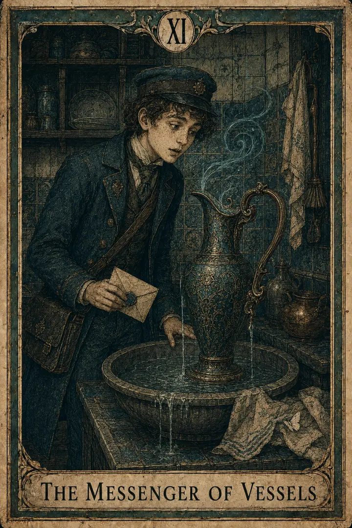 The Messenger of Vessels, representing Page of Cups