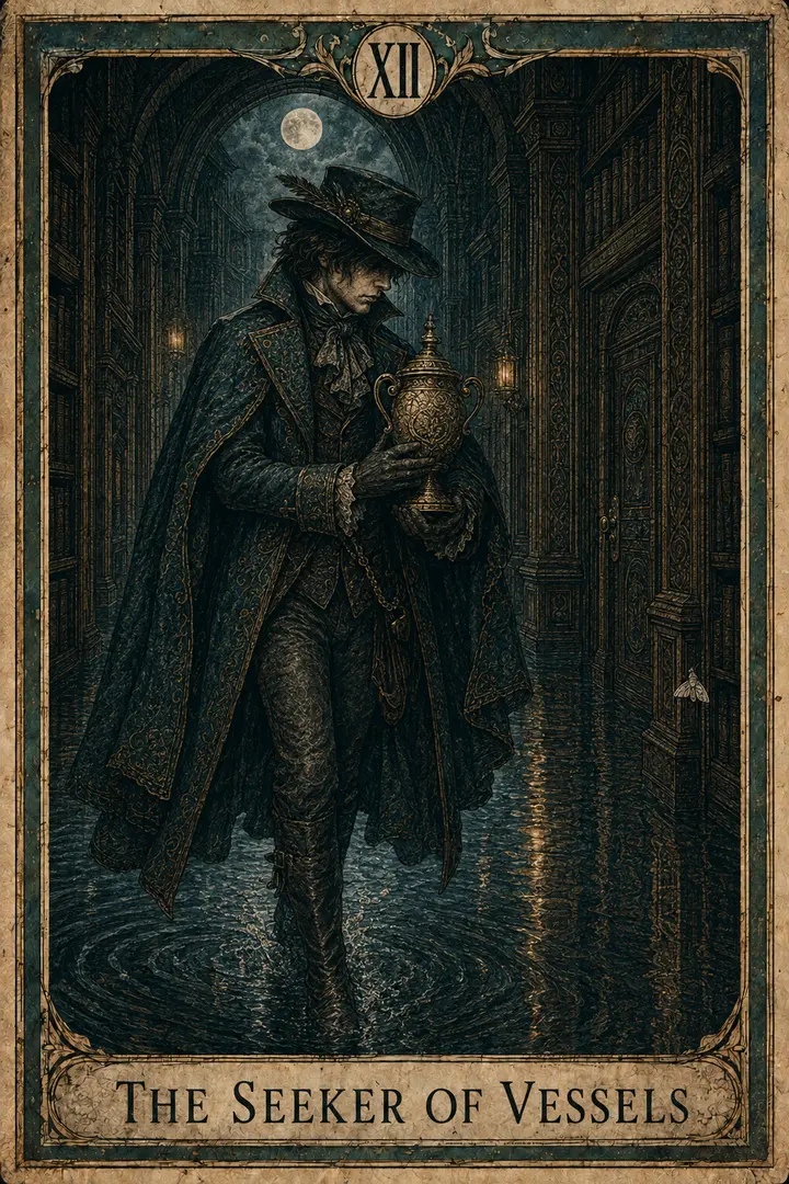 The Seeker of Vessels, representing Knight of Cups