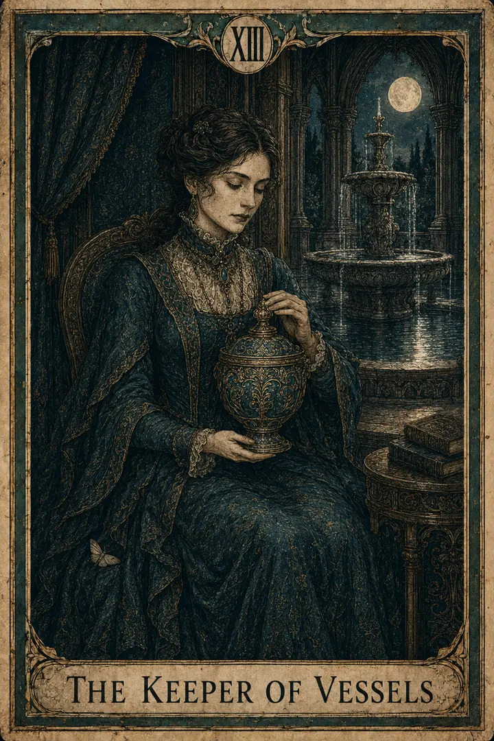 The Keeper of Vessels, representing Queen of Cups